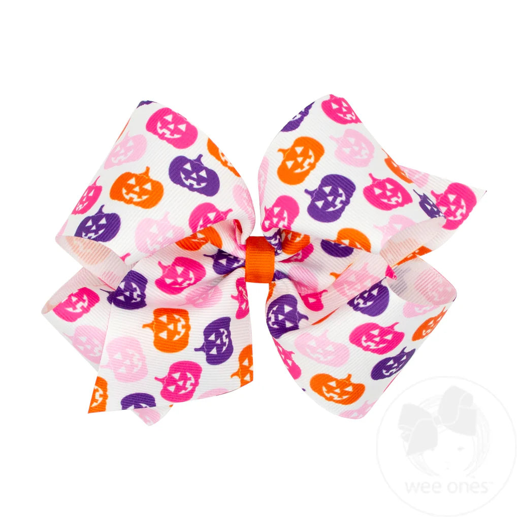 Medium Halloween Print Grosgrain Hair Bow