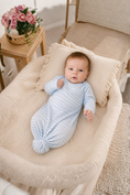 Load image into Gallery viewer, Preemie_Stripe_Gown_Creative_Knitwear_F106_Blue_White_Preemie_1
