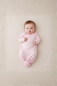 Load image into Gallery viewer, Preemie_Stripe_Gown_Creative_Knitwear_F106_Pink_White_Preemie_2
