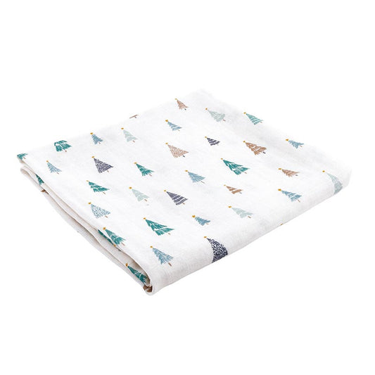 Swaddle with Christmas Tree Plush Rattle