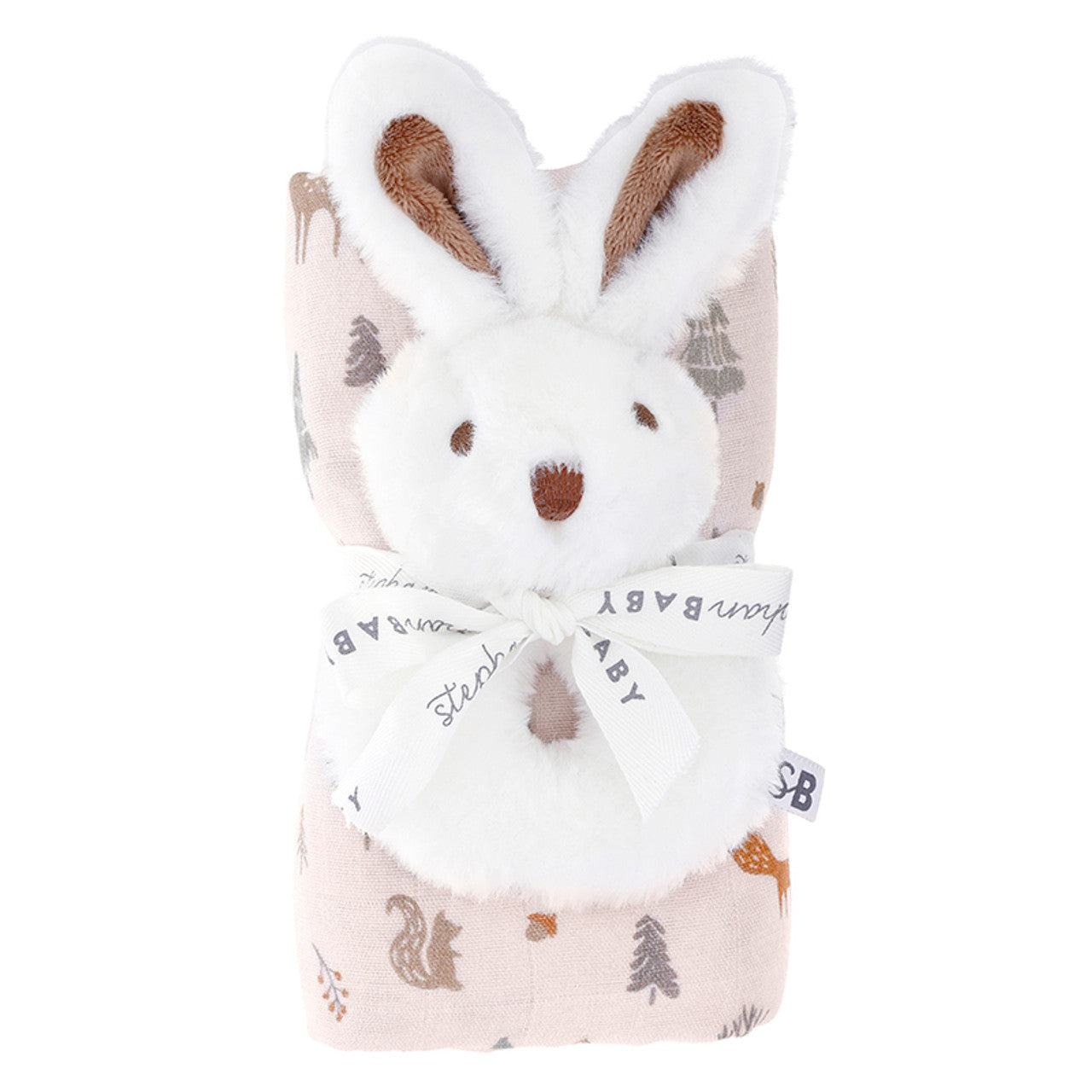 Swaddle with Rabbit Plush Rattle