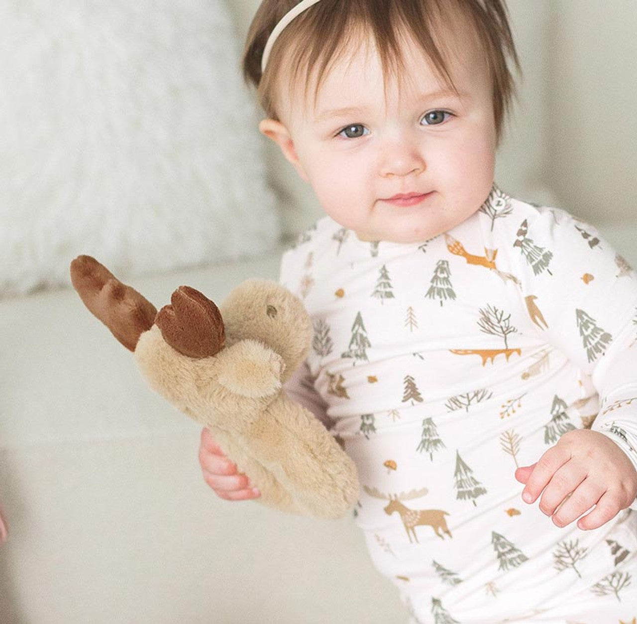 Swaddle with Moose Plush Rattle