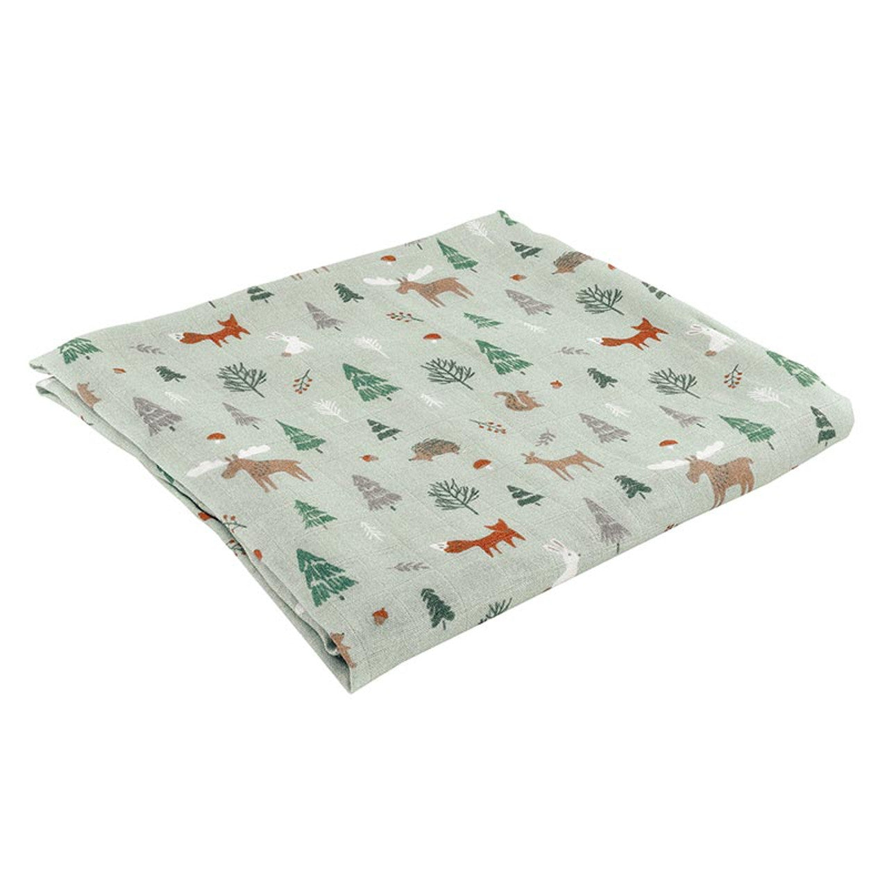 Swaddle with Moose Plush Rattle