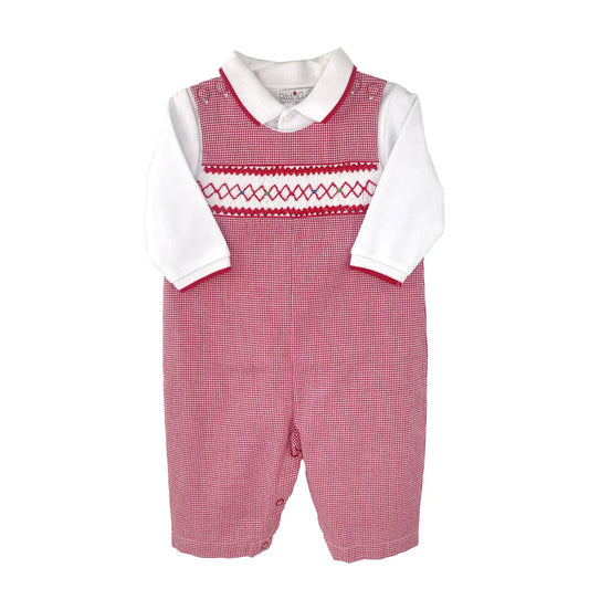 Red Check Smocked Longall