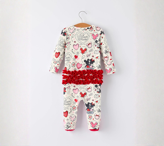 Cute Baby Girls Romper – Red & White Valentine Baby Pajamas