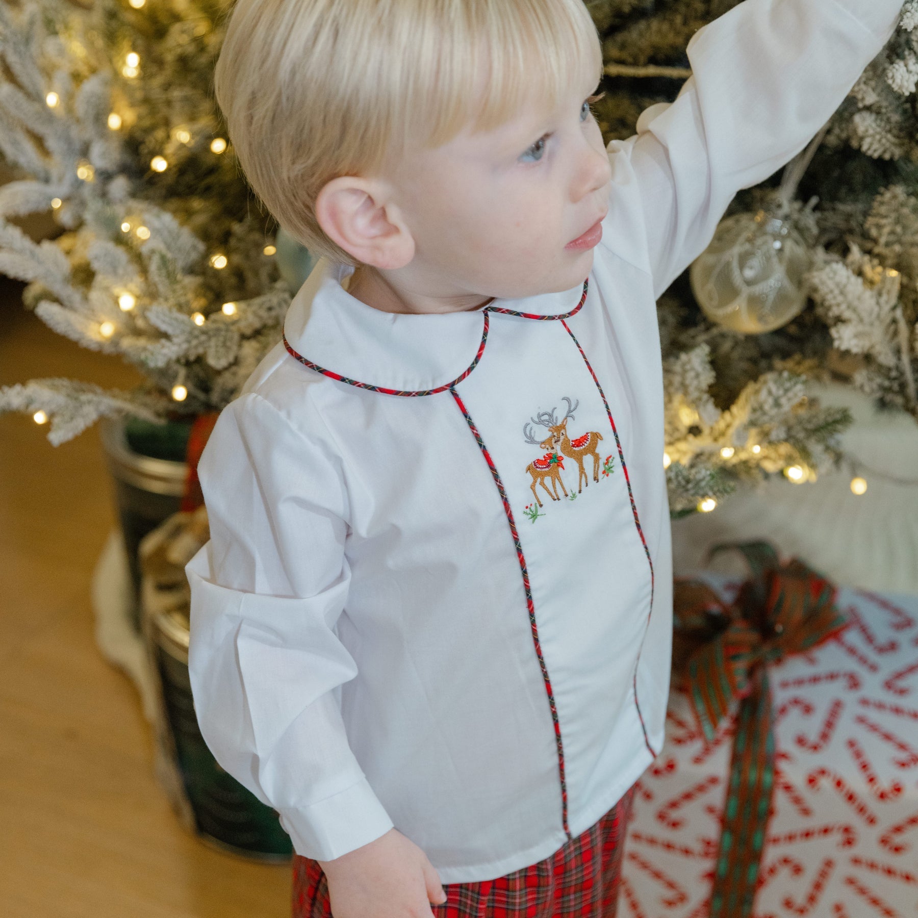 Reindeer On Plaid-Dressy Pant Set_Bailey Boys_25731