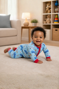 Load image into Gallery viewer, Softsnooze_Baby_Postal_Pups_Convertible_One_Piece_Footie_Pajama_RuffleButts_+_RuggedButts_5SL0944_00_P1234_1218M_1

