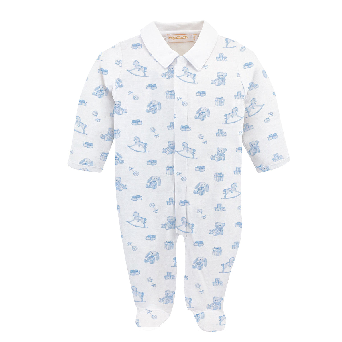 Tiny Baby Toys - Printed Pima Footie With Collar_Baby Club Chic_FOO046306