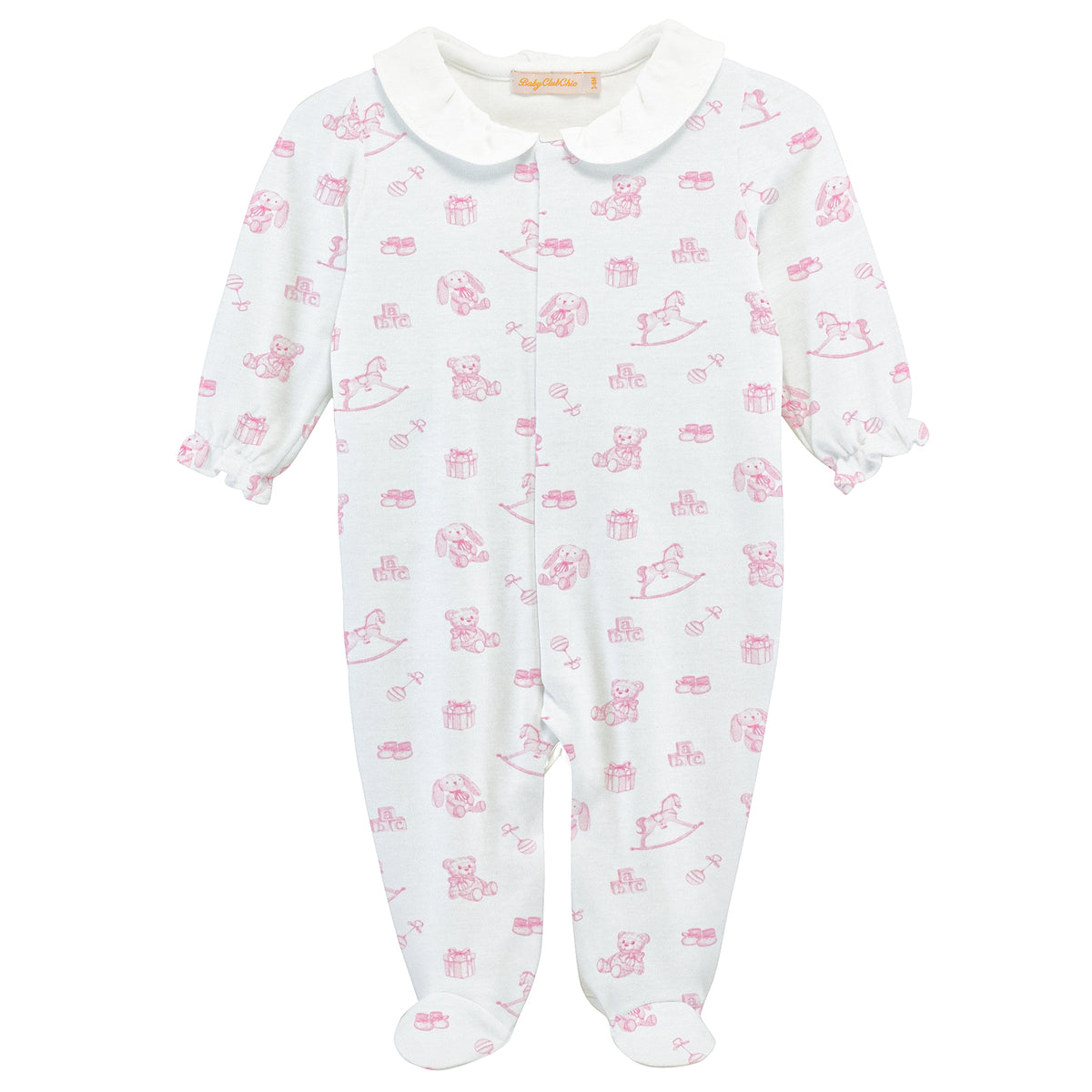 Tiny Baby Toys - Printed Pima Footie With Round Collar_Baby Club Chic_FOO047299