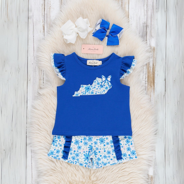 Kentucky Embroidered Floral Ruffle Outfit