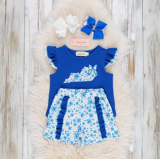 Kentucky Embroidered Floral Ruffle Outfit