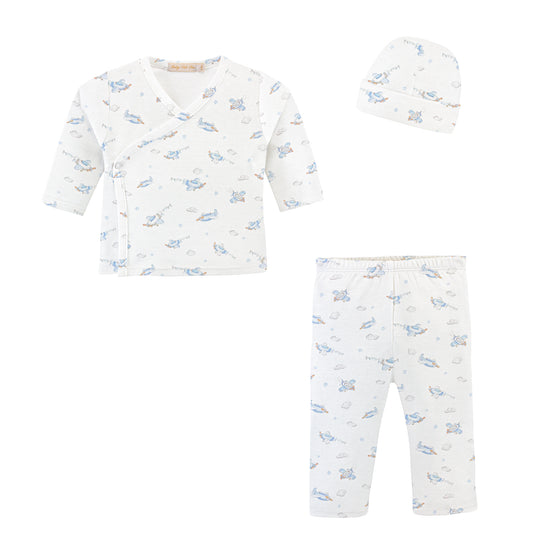 Up And Away Printed Pima Take Me Home With Hat Set_Baby Club Chic_SET069362