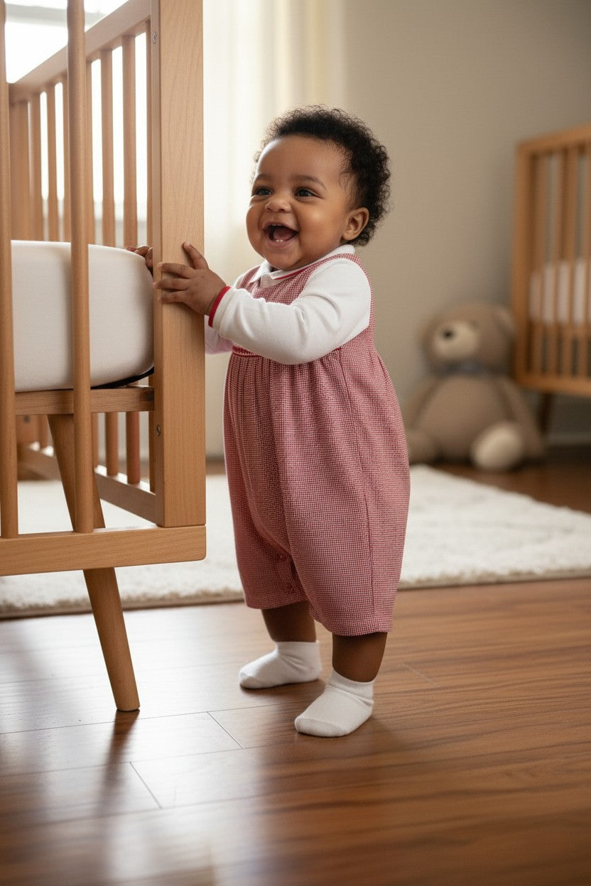 Red Check Smocked Longall