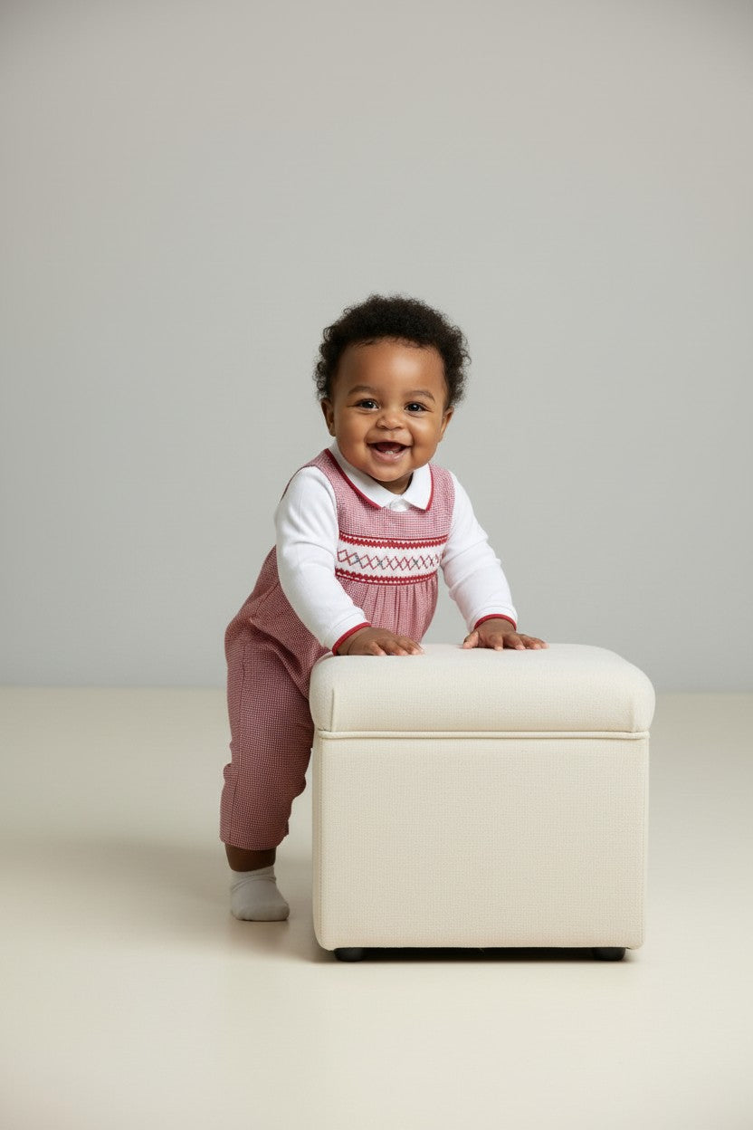 Red Check Smocked Longall