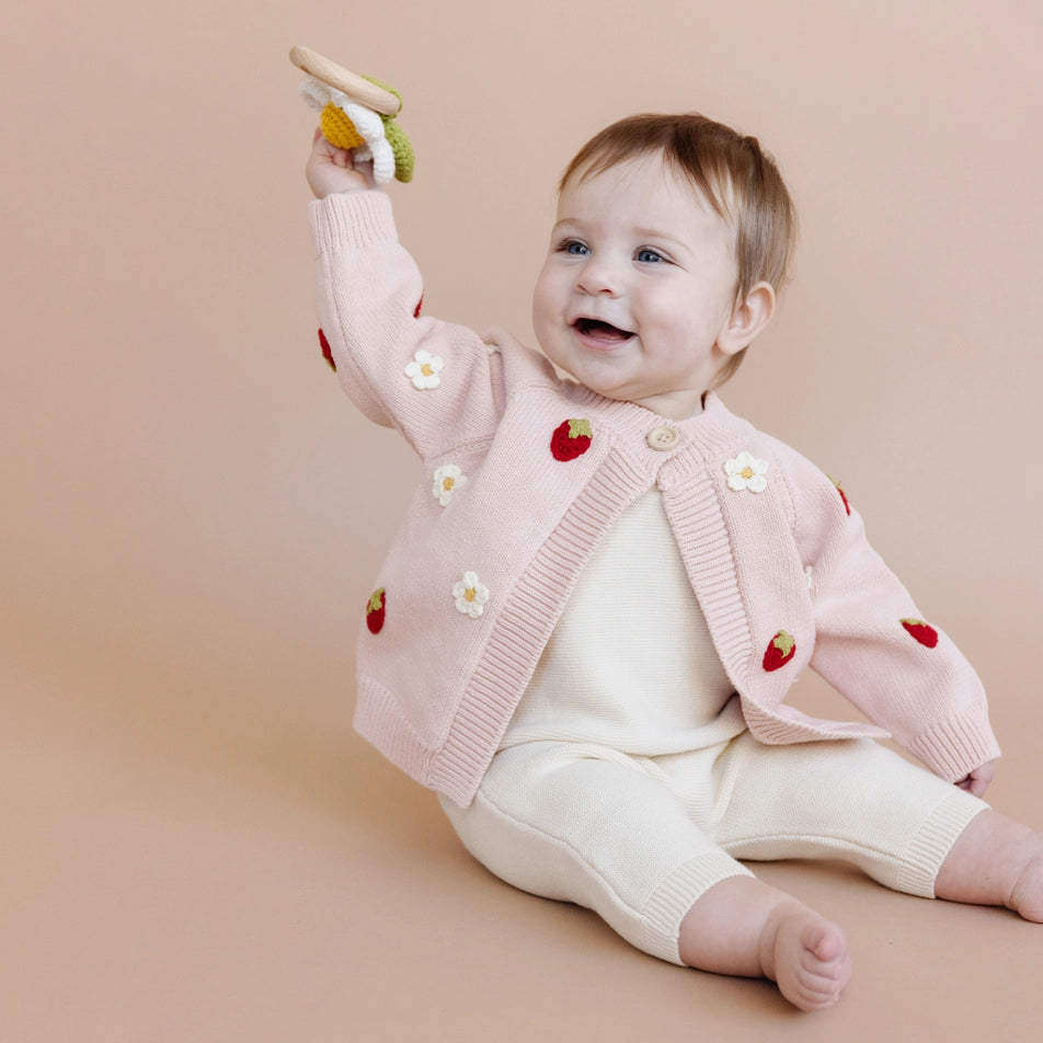 Cotton Strawberry Flower Baby Cardigan Sweater