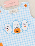 Load image into Gallery viewer, Plaid Embroidered Ghost Pals Gingham Romper
