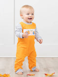 Load image into Gallery viewer, Plaid & Pumpkin Smocked Romper
