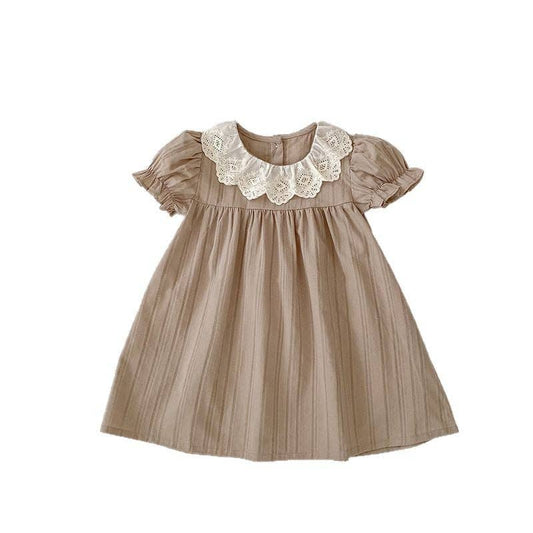Baby Girls Puff Sleeve Dress with Peter Pan Collar