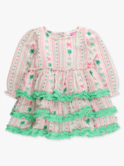 Girls Clover Bows & Wishes Cotton Gauze Tiered Ruffle Dress