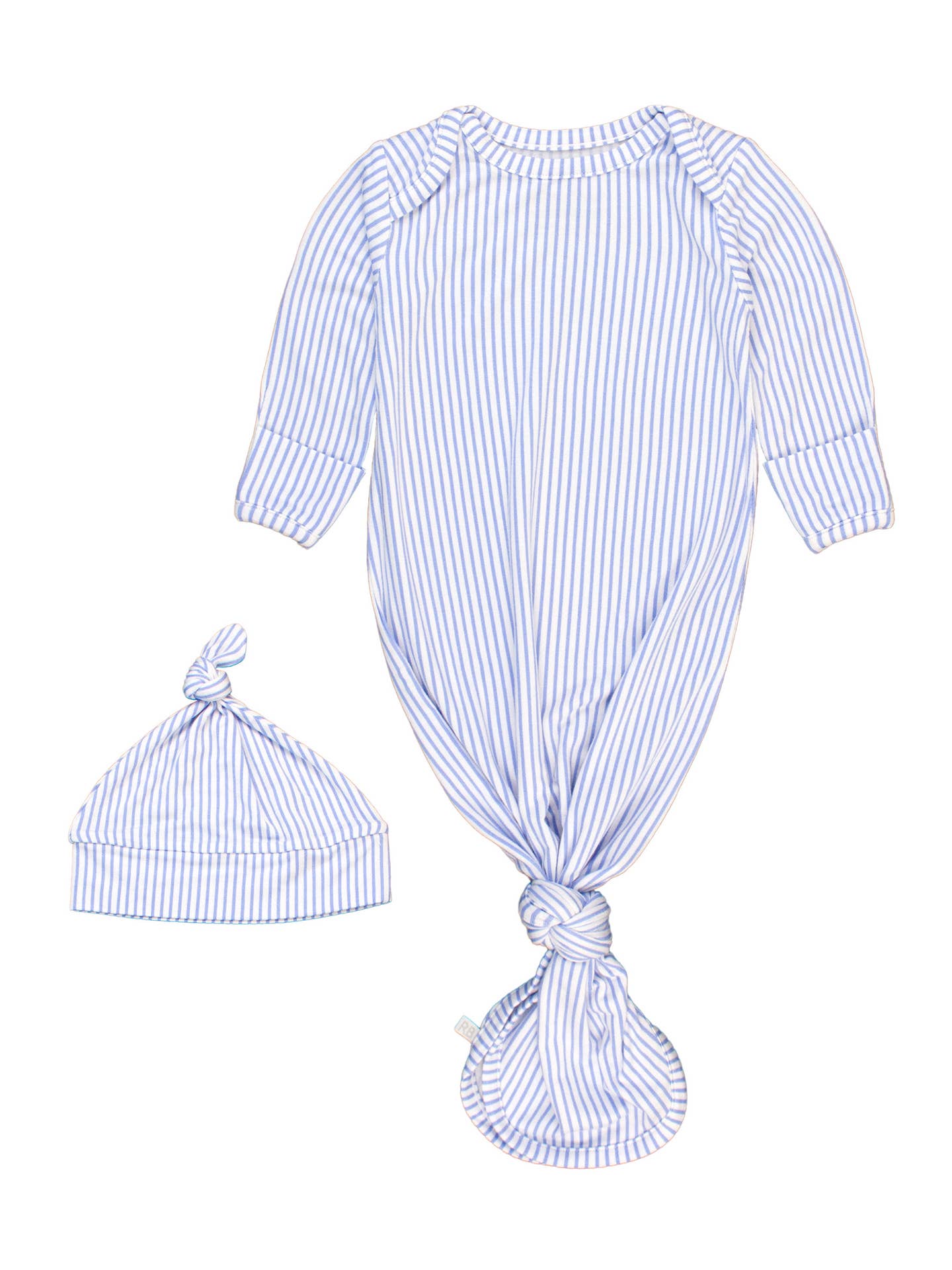 Softsnooze Baby Boys Micro Stripe Knotted Sleep Gown & Hat Set