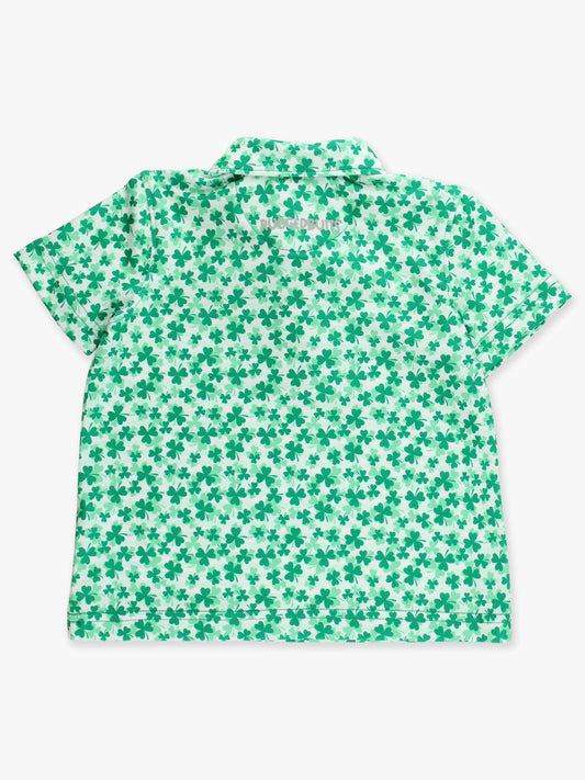 Boys Tiny Clover Field Knit Short Sleeve Performance Polo