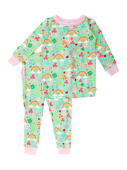 Softsnooze Toddler Girls Lucky Day Ruffle Long Sleeve Pajama Set