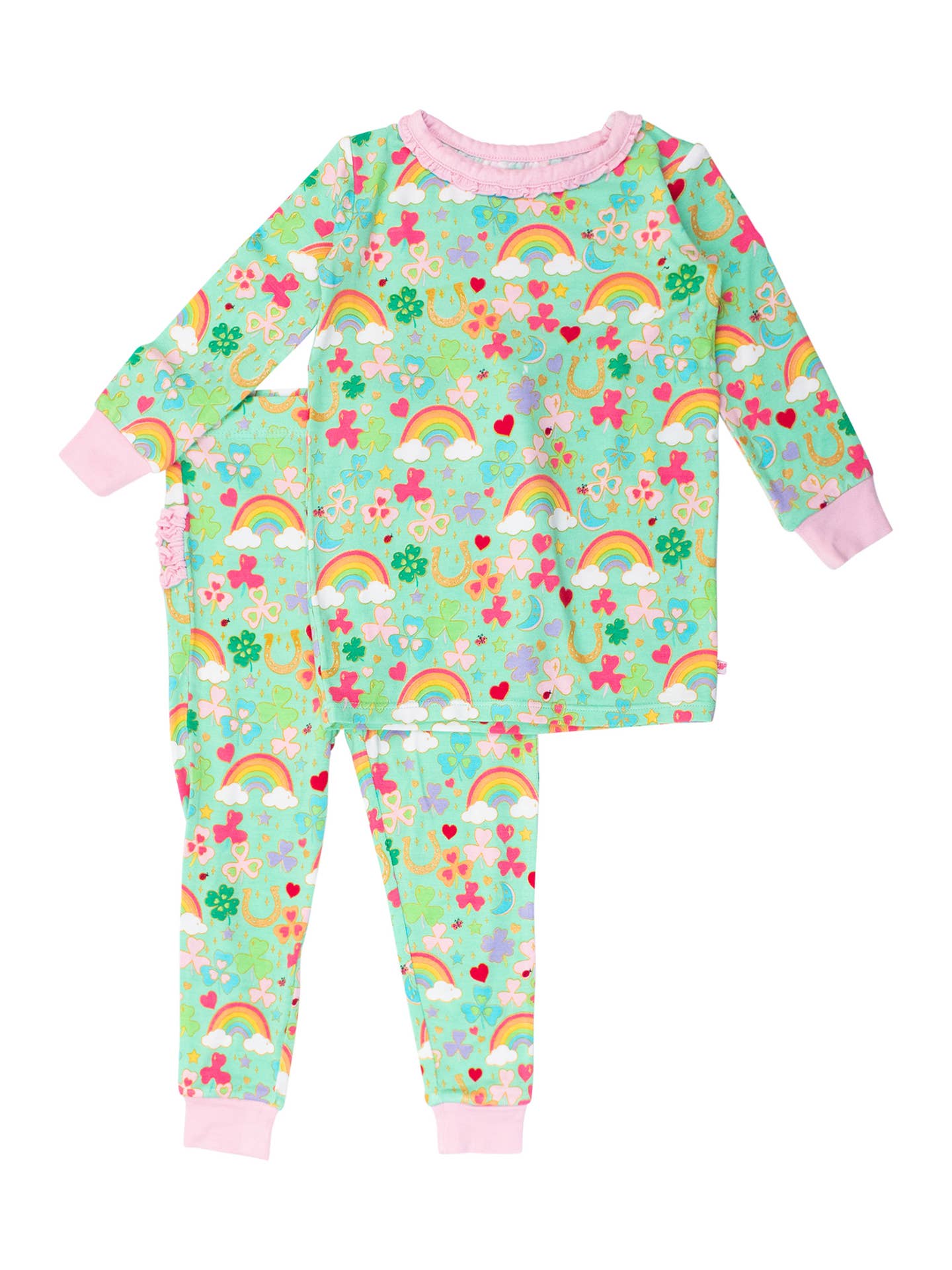 Softsnooze Toddler Girls Lucky Day Ruffle Long Sleeve Pajama Set