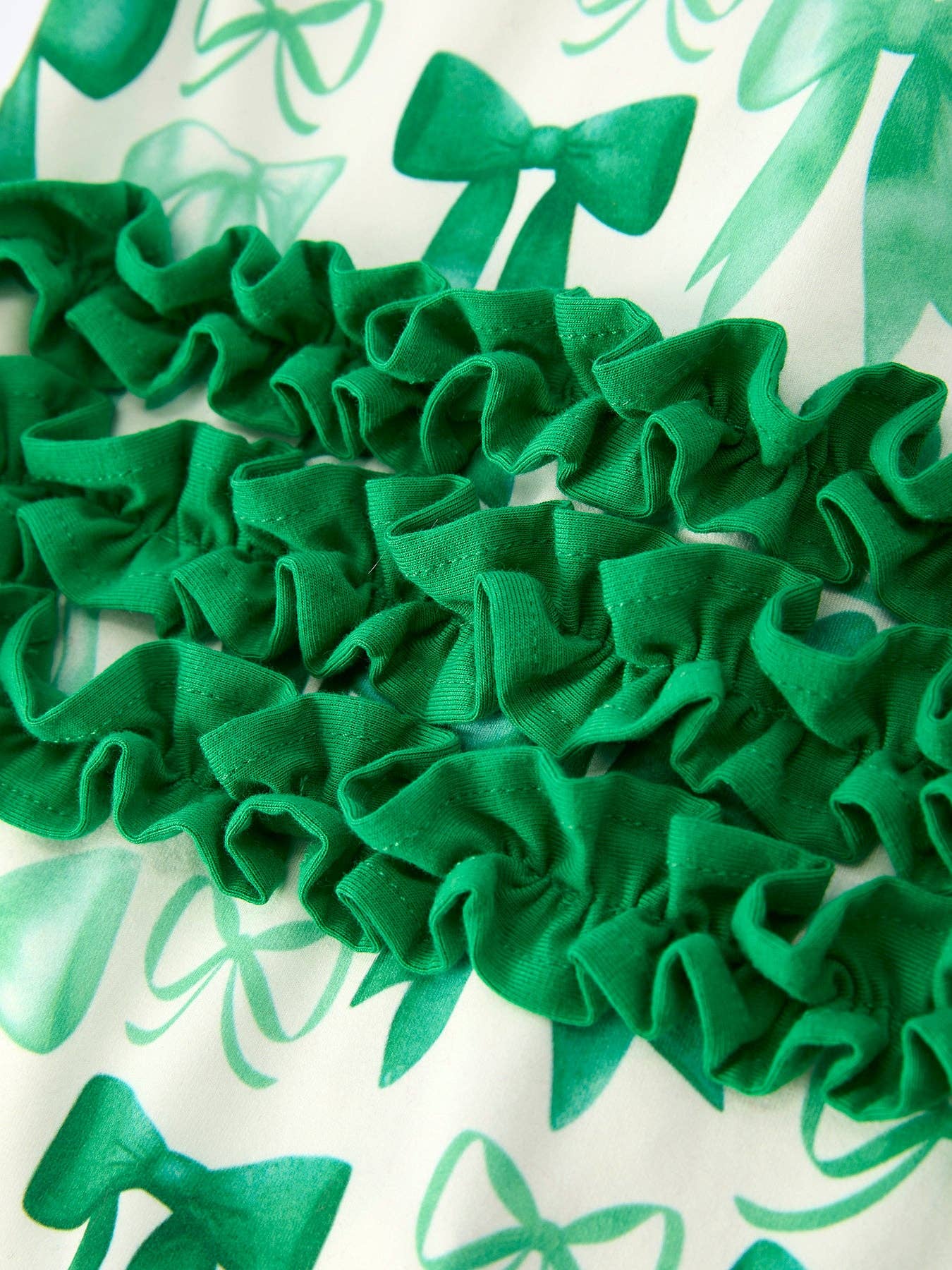 St. Patrick's Day Bow Print Long Sleeves Baby Girls Romper