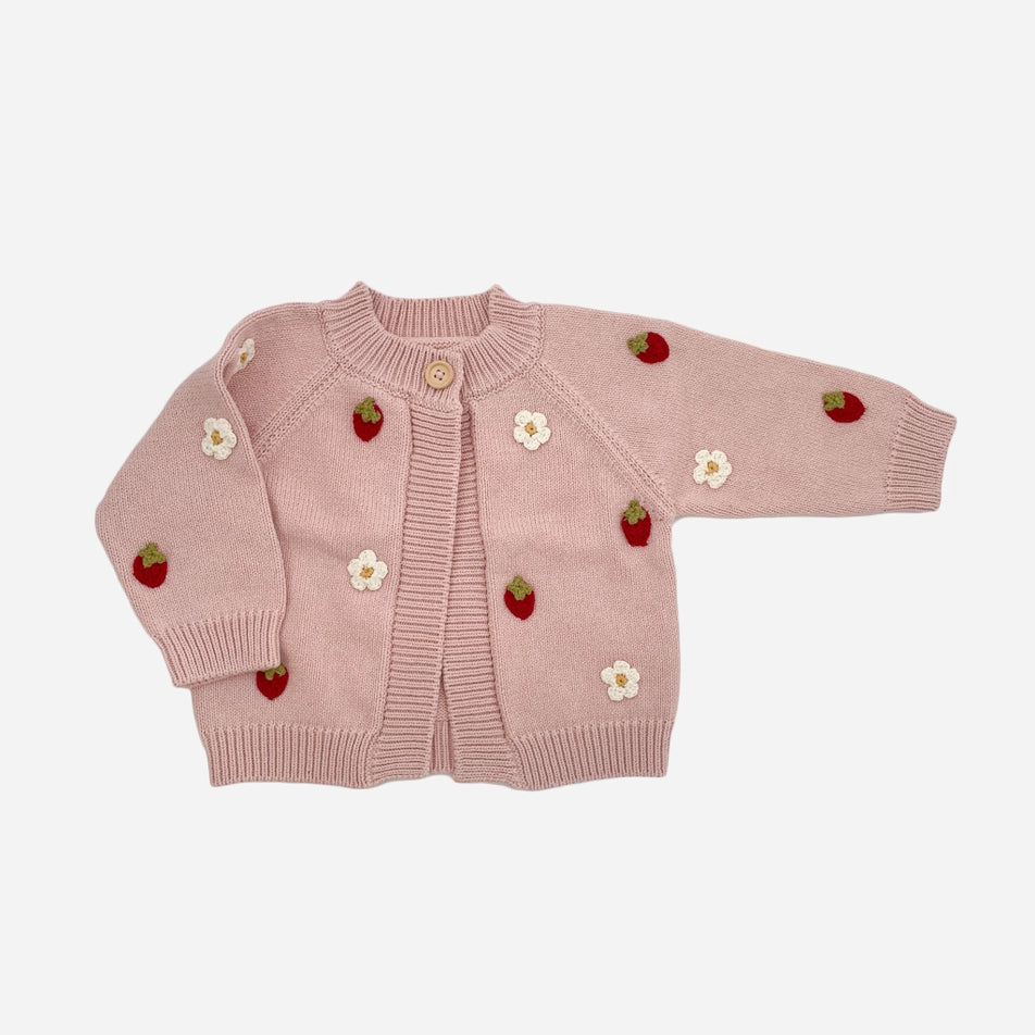 Cotton Strawberry Flower Baby Cardigan Sweater