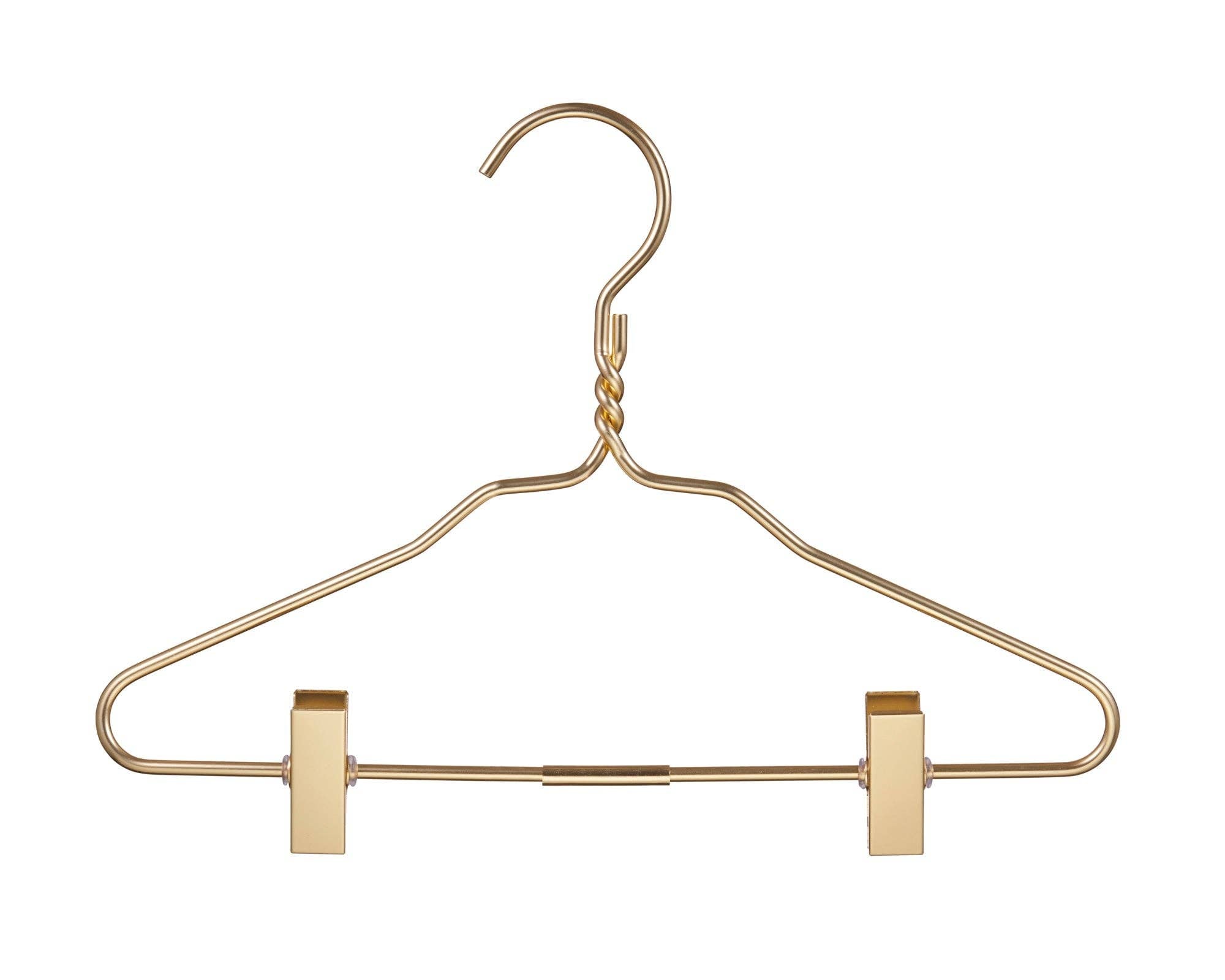 Kids Gold Aluminum Hanger W/ Clips (5 Pcs Per Paper Sleeve)