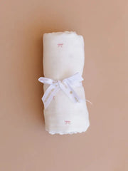 Pink Bow Baby Girl Organic Cotton Muslin Swaddle