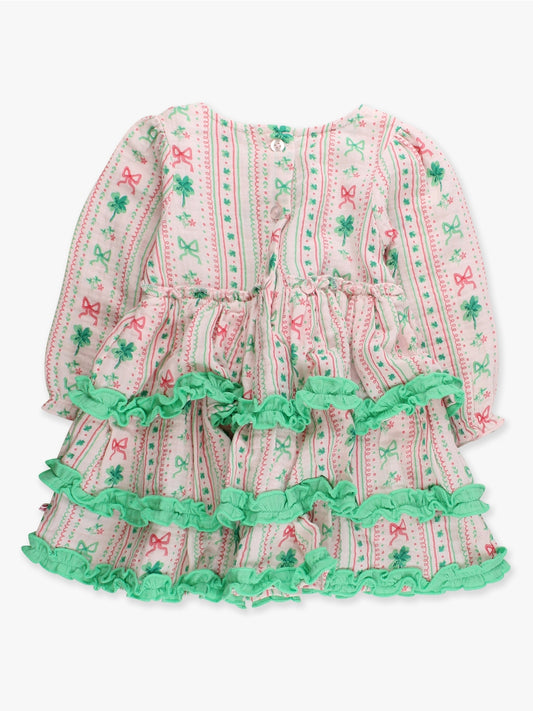 Girls Clover Bows & Wishes Cotton Gauze Tiered Ruffle Dress