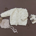 Load image into Gallery viewer, Cream Popcorn Knit Cardigan Baby Sweater
