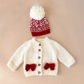 Load image into Gallery viewer, Cozy Knit Cardigan with Red Bow Details
