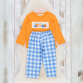 Load image into Gallery viewer, Plaid & Pumpkin Smocked Outfit

