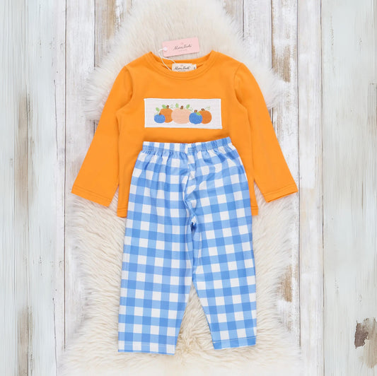 Plaid & Pumpkin Smocked Outfit