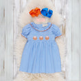 Load image into Gallery viewer, Pumpkin Posh Cutie Embroidered Smocked Dress

