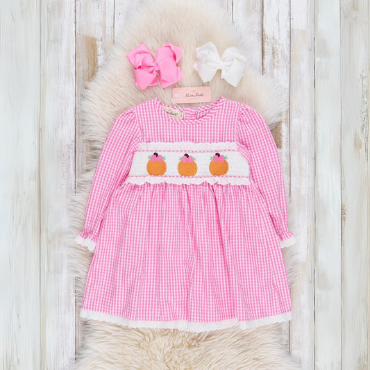Gingham Smocked Pumpkin Ruffle Dress