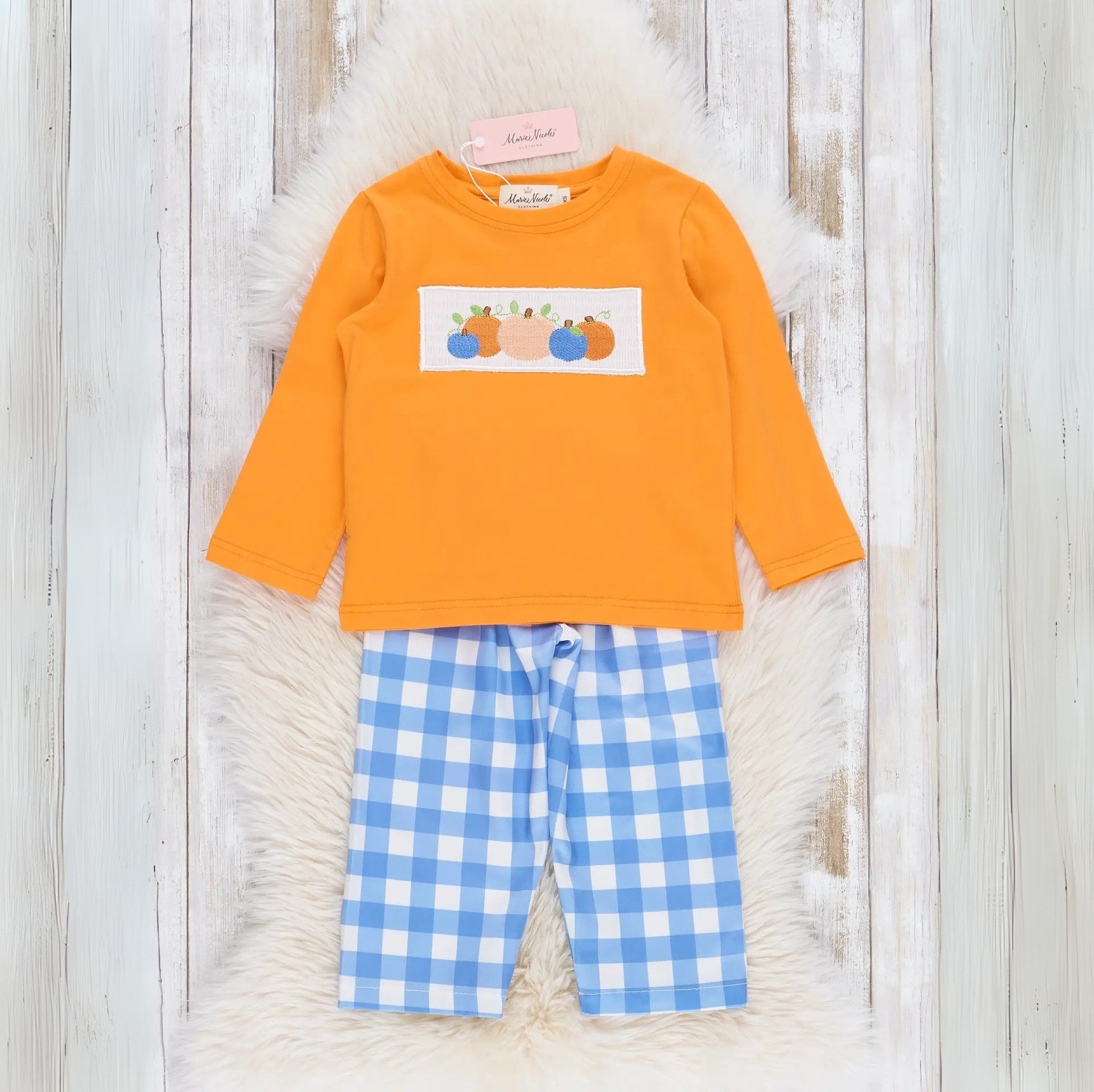 Plaid & Pumpkin Smocked Outfit