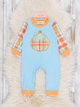Load image into Gallery viewer, Plaid Patch Pumpkin Embroidered Romper
