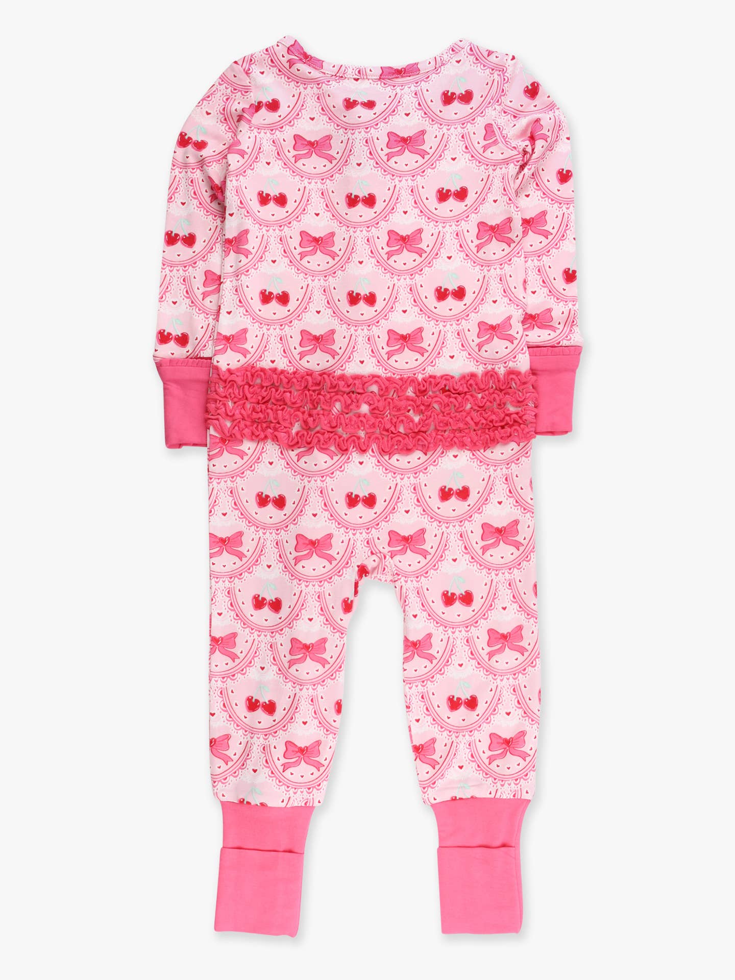 Bamboo Viscose Love You Cherry Much Convertible Ruffle One-Piece Footie Pajama
