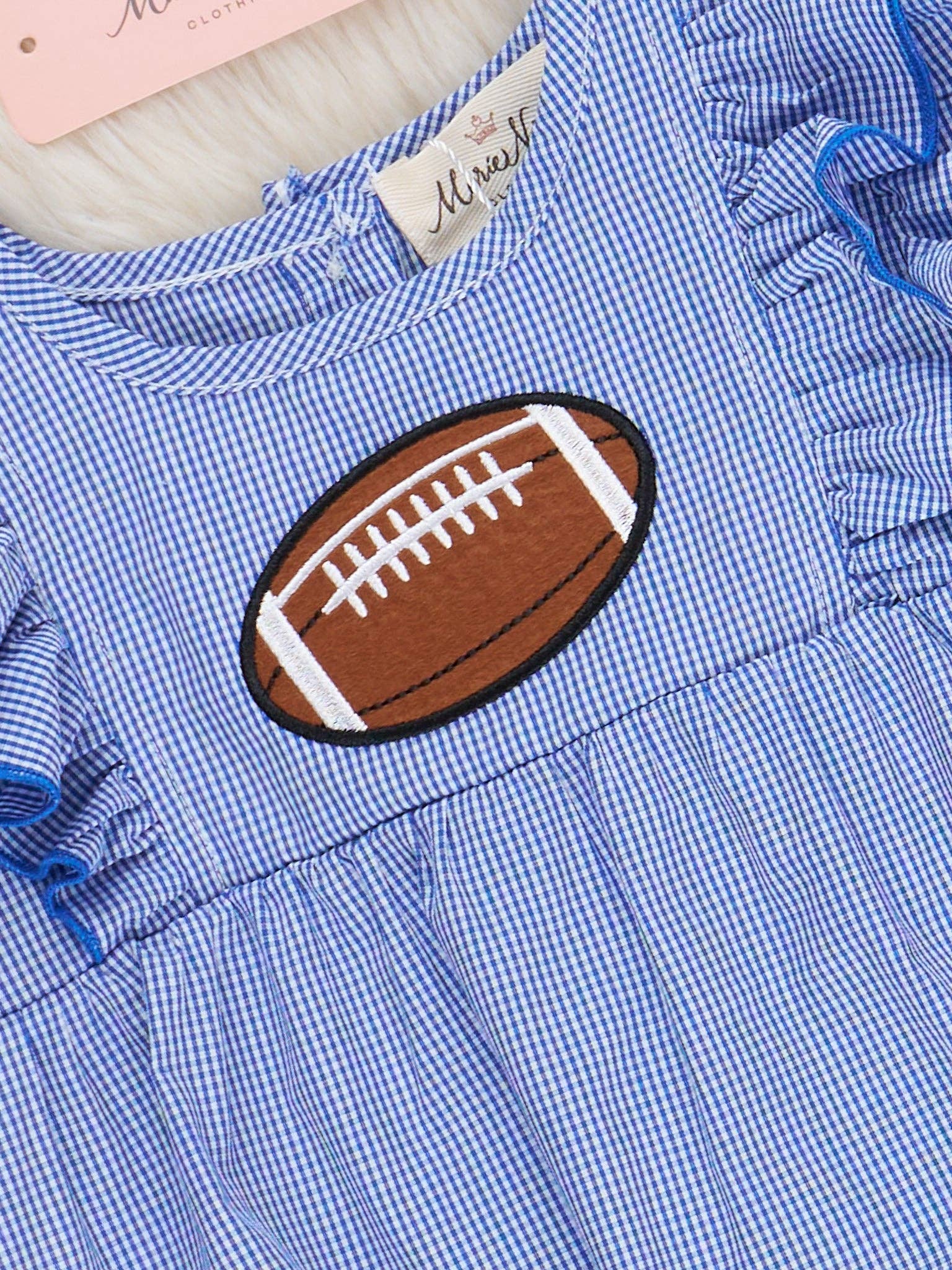 Stripe Cotton Embroidered Football Ruffle Bubble