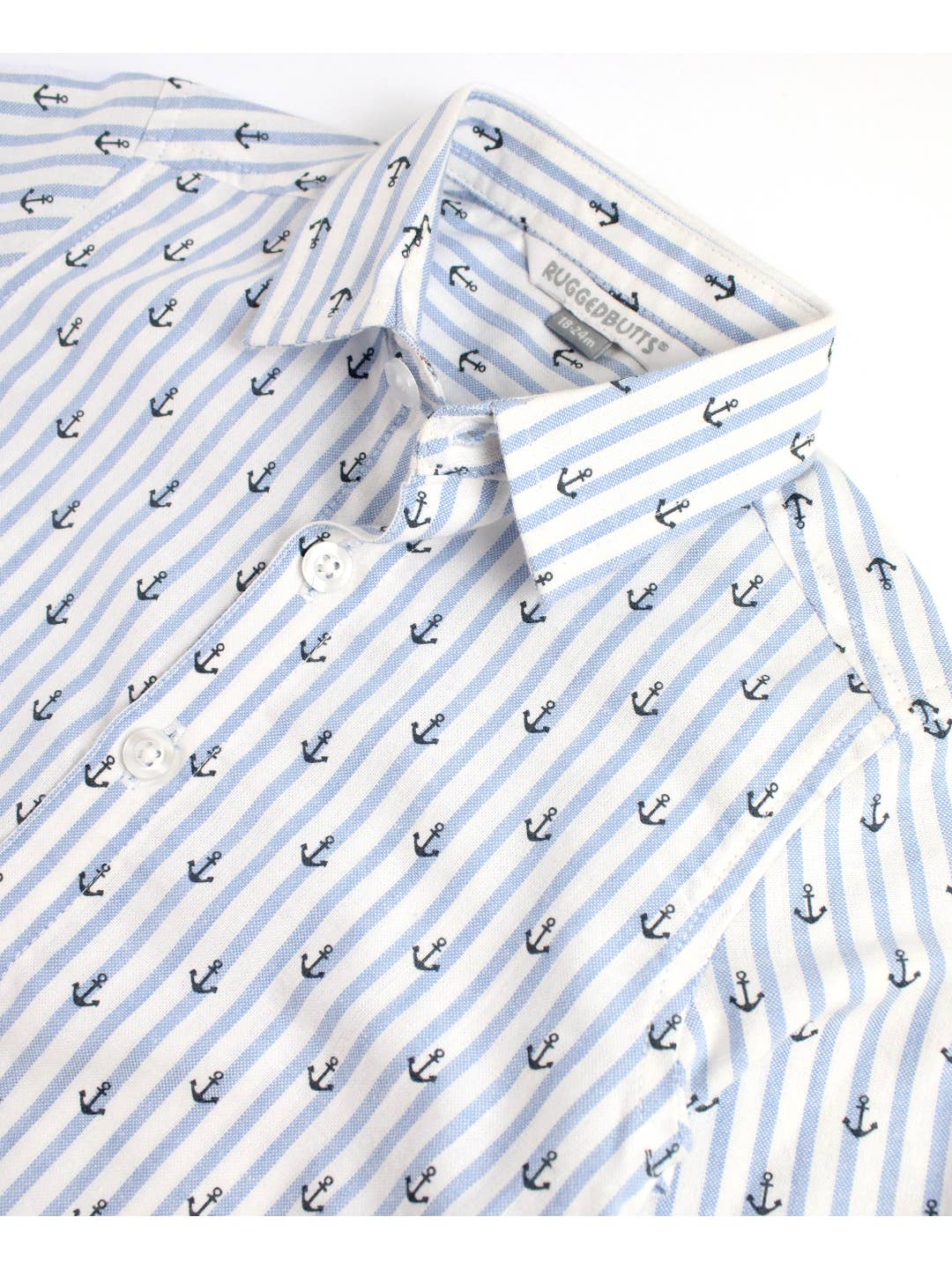 Boys Anchors Ahoy Stripe Long Sleeve Button Down Shirt