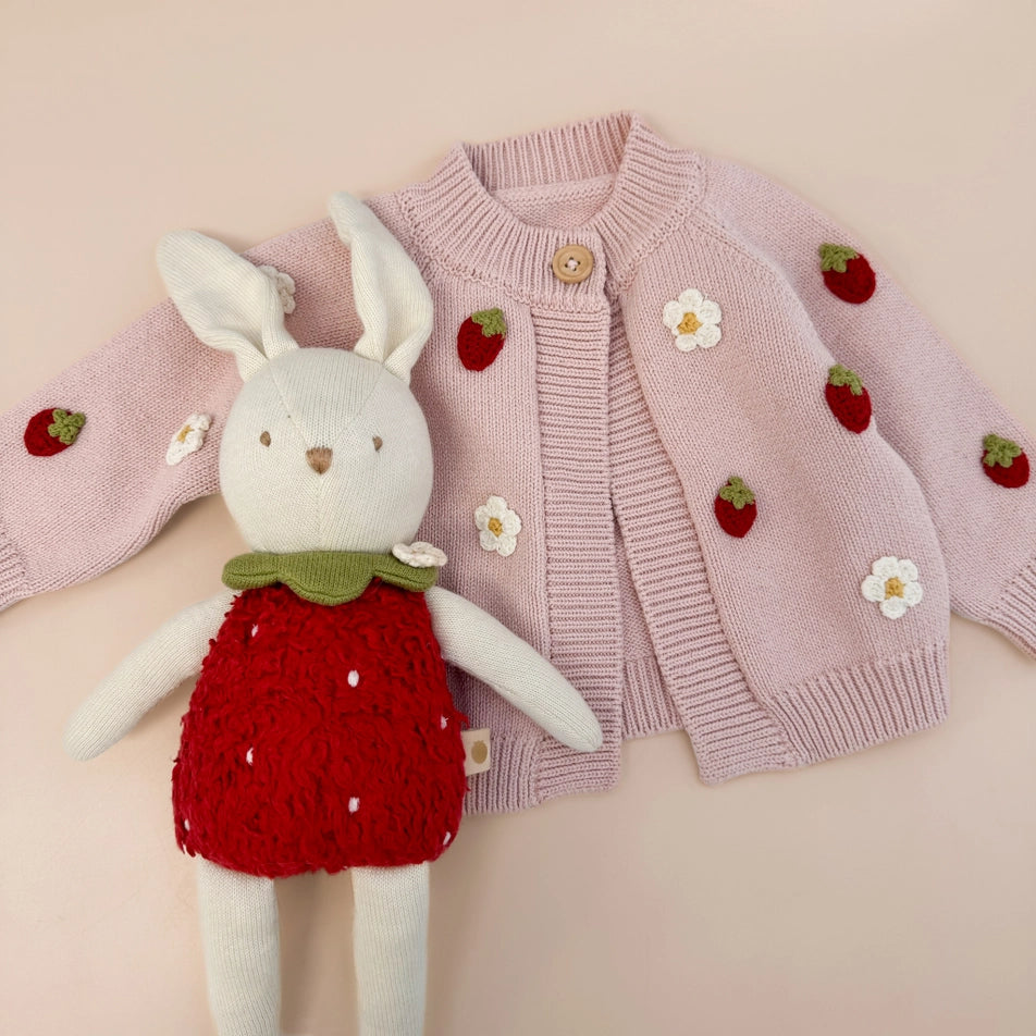 Cotton Strawberry Flower Baby Cardigan Sweater