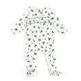 Load image into Gallery viewer, Floral Smocked Pointelle Knit Baby Footie
