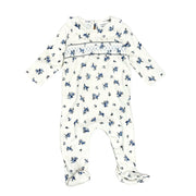 Floral Smocked Pointelle Knit Baby Footie