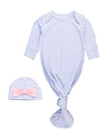 Load image into Gallery viewer, Softsnooze Baby Girls Stripe Ruffle Knotted Sleep Gown & Bow Hat Set
