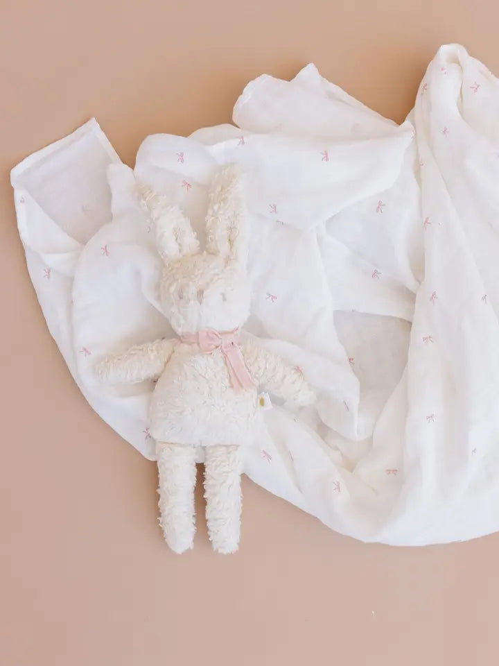 Pink Bow Baby Girl Organic Cotton Muslin Swaddle