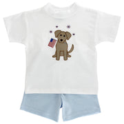Patriotic Pup-Knit Boys Short Set