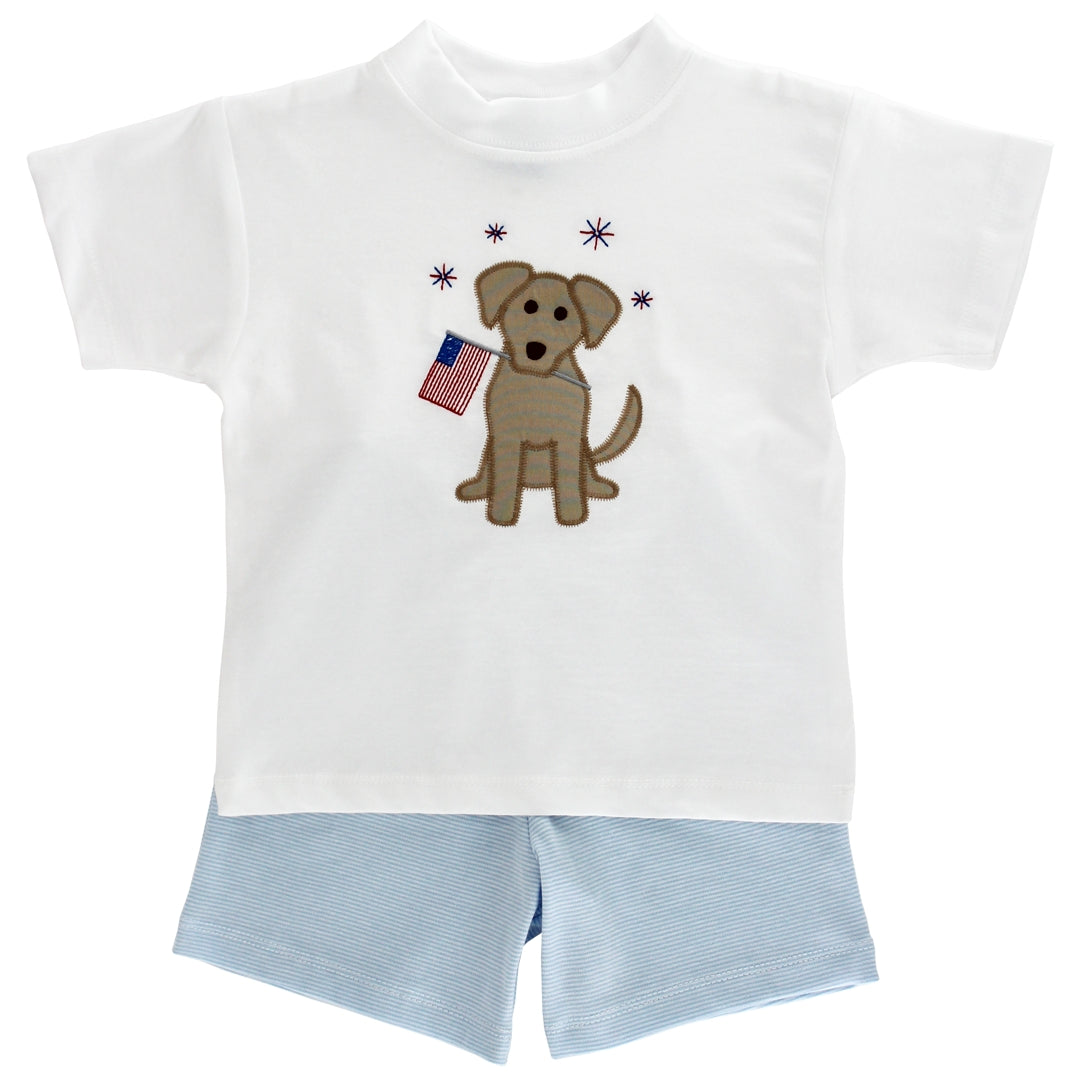 Patriotic Pup-Knit Boys Short Set
